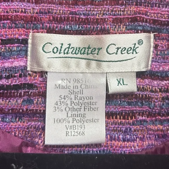 Coldwater Creek Blazer Jacket Size CL Purple Striped Textured Work Career - Picture 4 of 6